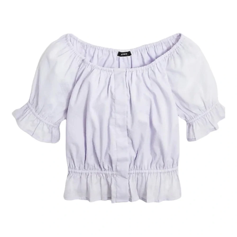 J. Crew Gathered Scoopneck Top in Swiss Dot
